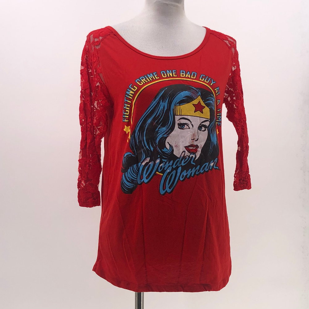 Dc comics wonder woman tee lace sleeves jr 15/17